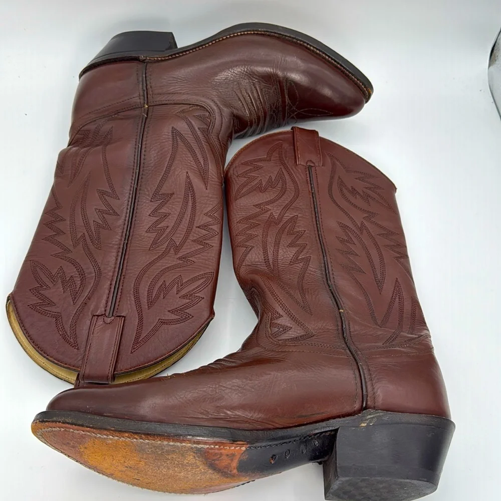 HERITAGE WEST - Vintage Cowboy Brown leather‎ Rodeo western boots USA size 8D